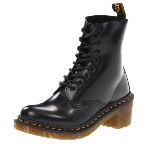 Dr. Martens Women's Clemency 8-Eye Heeled Black Smooth Boots US 7 - Picture 4 of 5